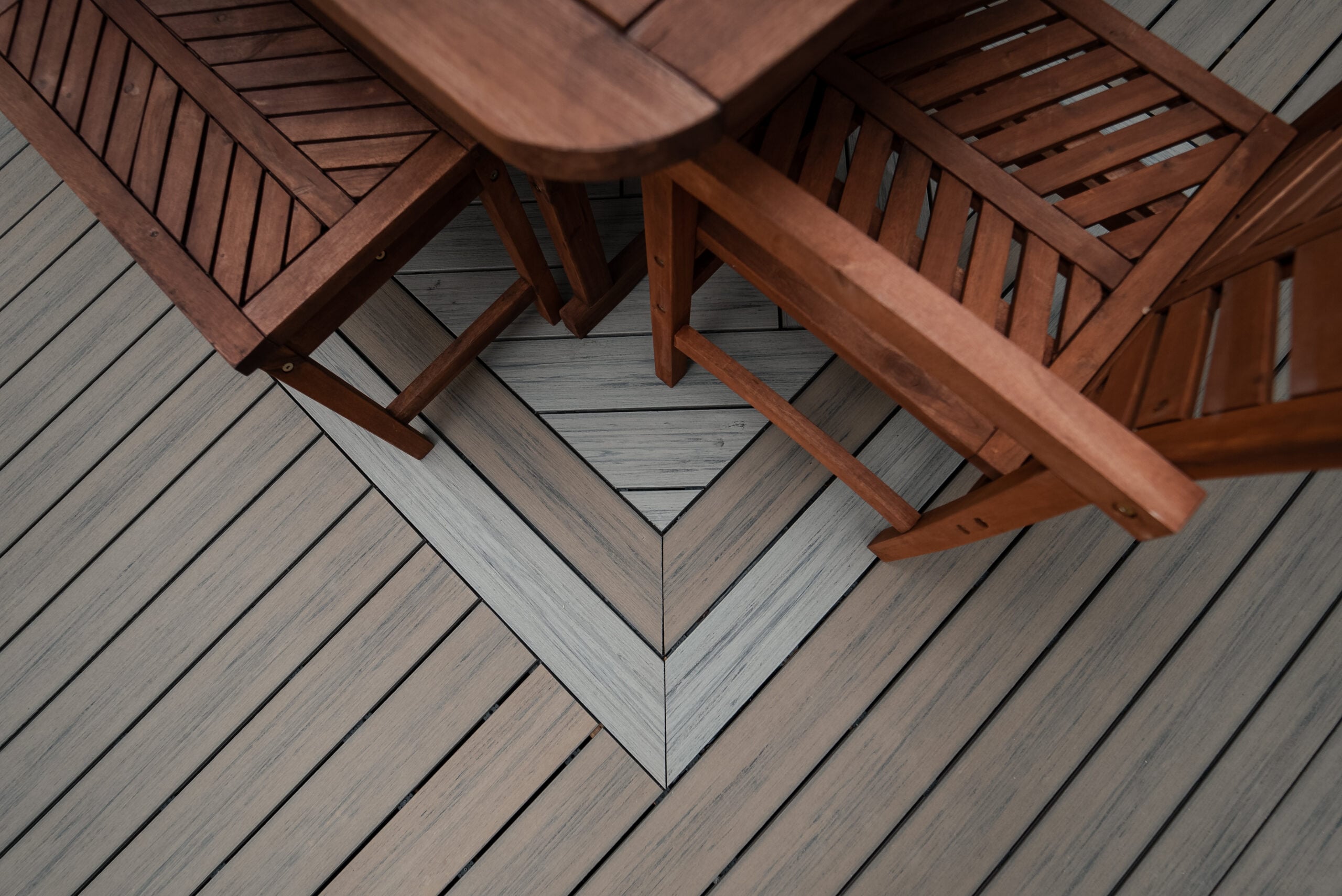 Recreational vehicle with outdoor decking installed