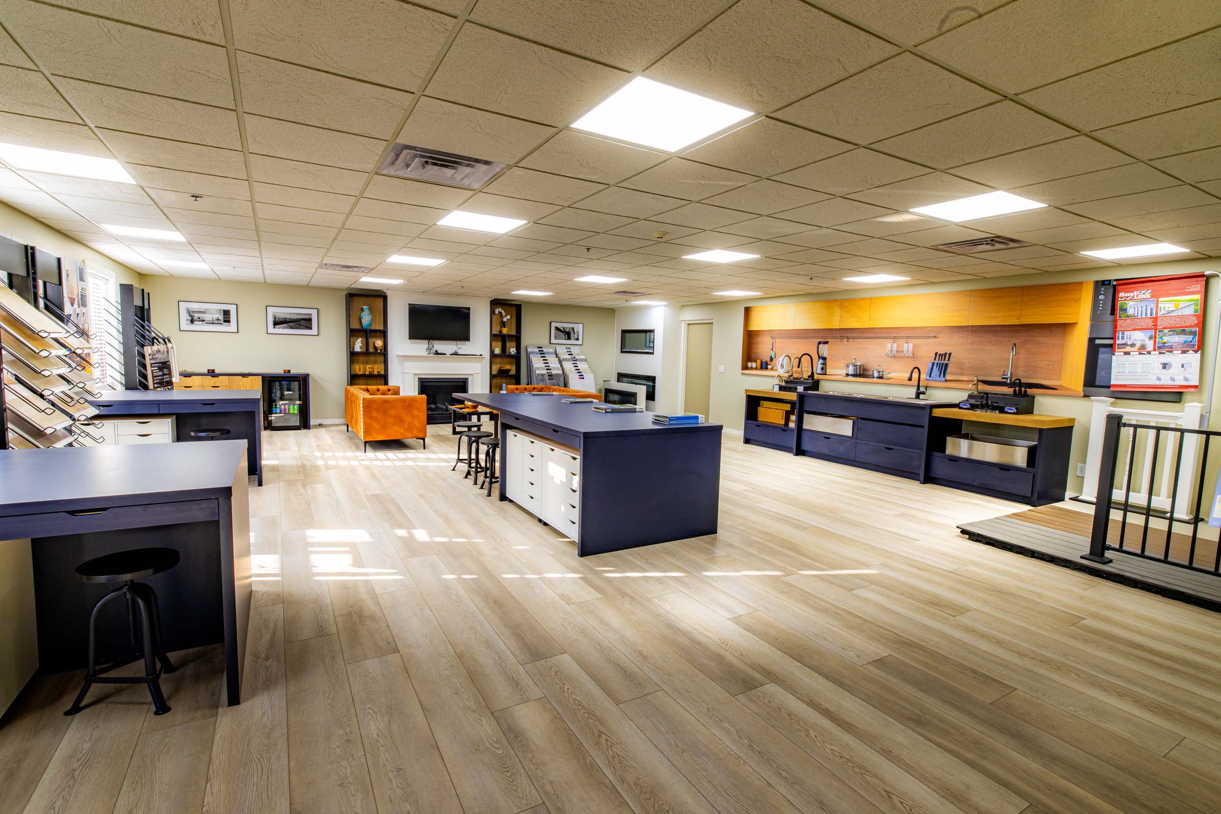 Wide-angle view of UFP Distribution warehouse operations