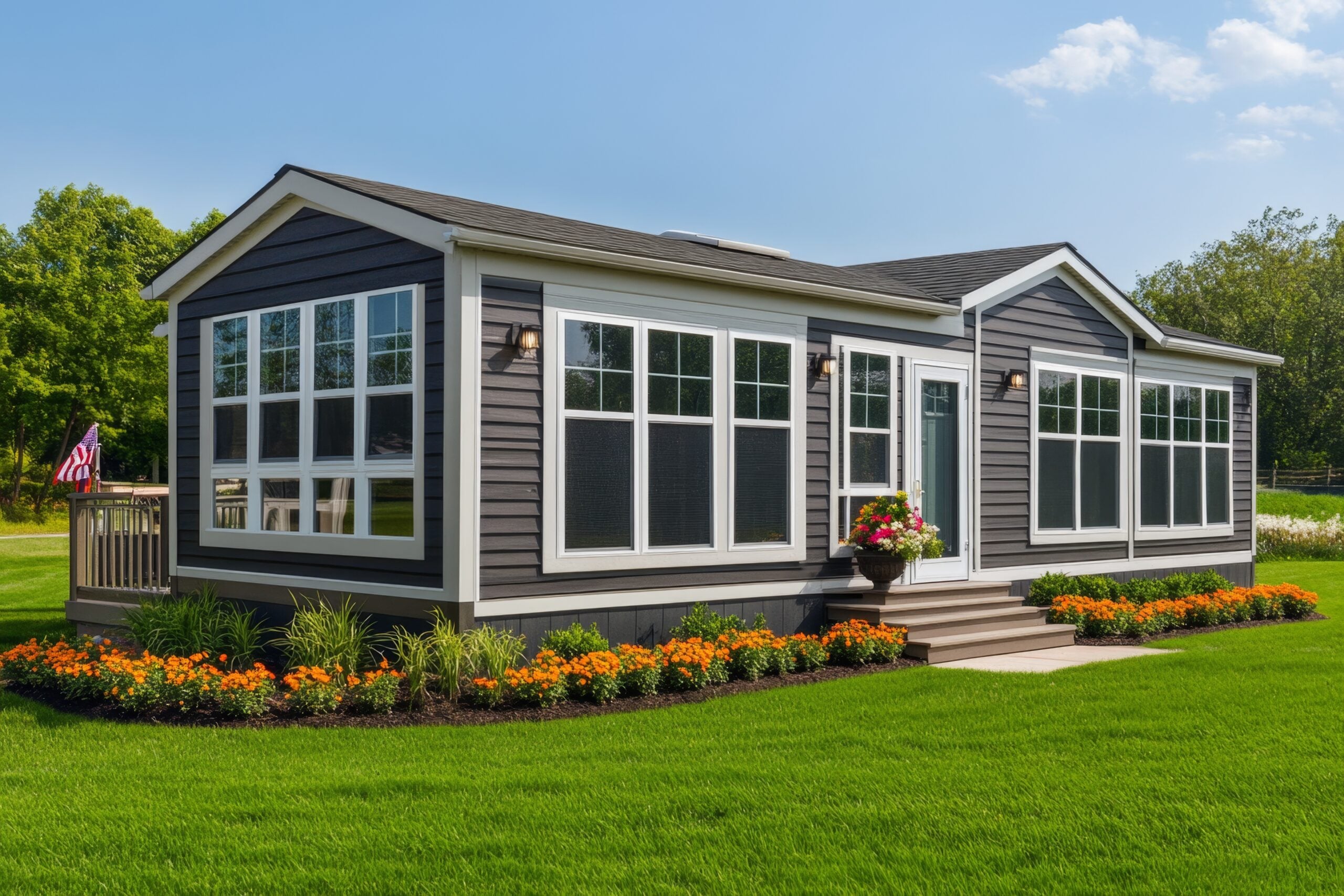 Windows and doors installed in a commercial modular building