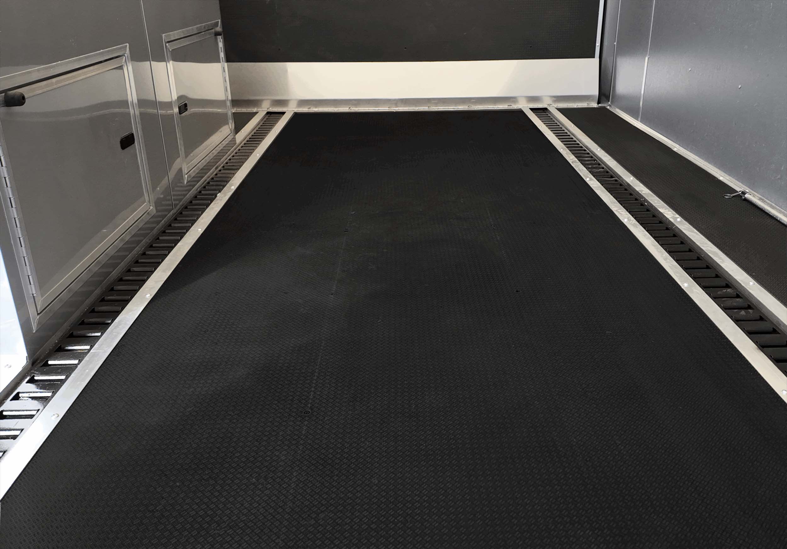 Cargo trailer interior flooring aerial view