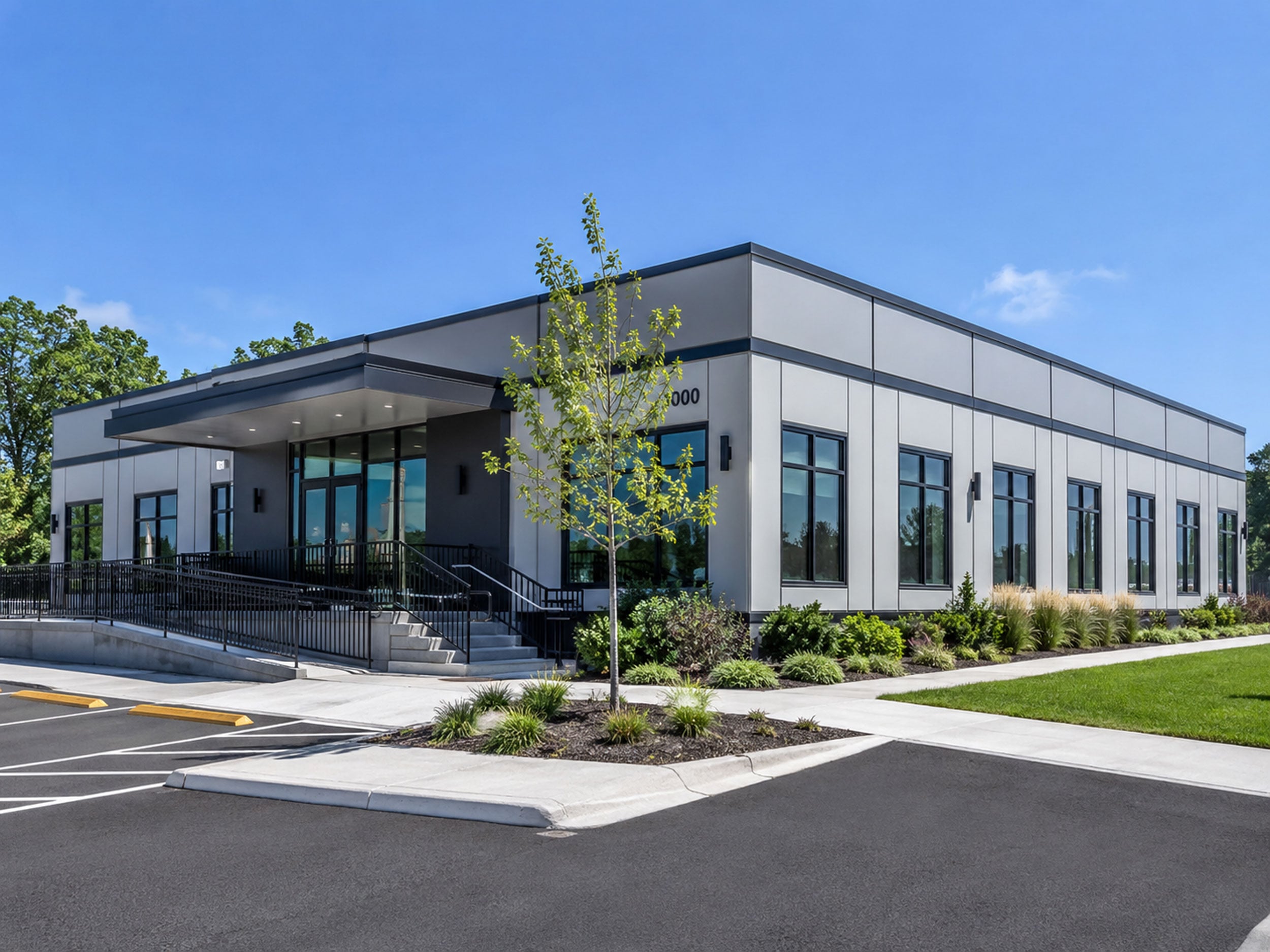 Commercial modular office building exterior