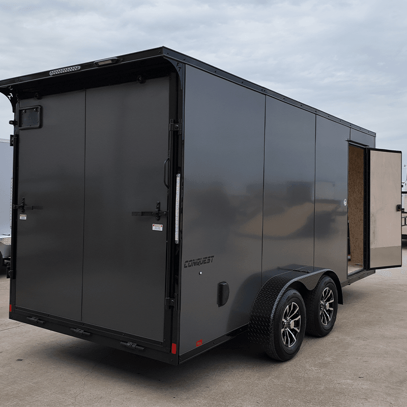 Conquest cargo trailer with open side door